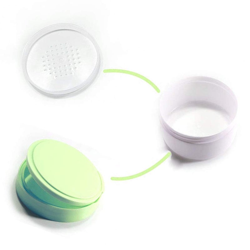 XINGZI 1Pcs Empty Refillable Baby Talcum Powder Box with Green Lid Sifter and Powder Puff Baby Skin Care Powder Case Loose Powder Jar Container Bottle Holder for After-Bath - Image 4